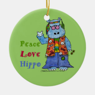 Hippie Hippo-vrede, liefde, Hippo Keramisch Ornament
