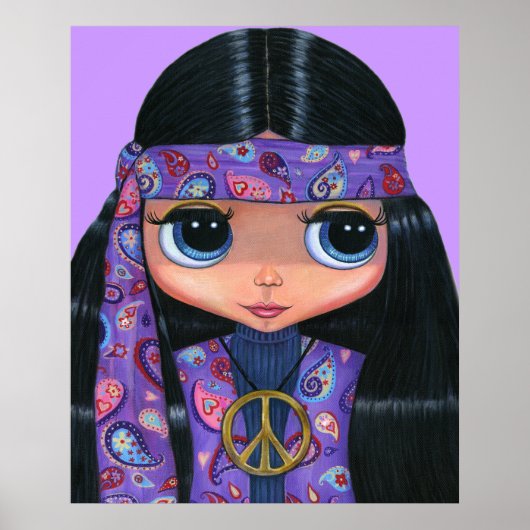 Hippie in het Poster van Paisley (Voorkant)