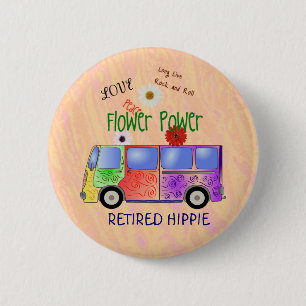 Hippie in ruik, groovy design, ronde button 5,7 cm