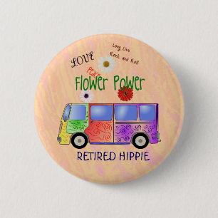 Hippie in ruik, groovy design, ronde button 5,7 cm