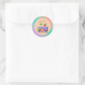 Hippie in ruste staat, groovy design, omlijst ronde sticker (Tas)