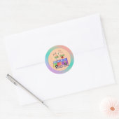 Hippie in ruste staat, groovy design, omlijst ronde sticker (Envelop)