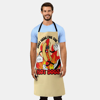 Hippie jaren 60-cartoon hotdog koken grillen schort
