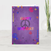Hippie Joyeuse carte d'anniversaire violet (Devant)