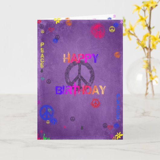 Hippie Joyeuse carte d'anniversaire violet (Fleur jaune)