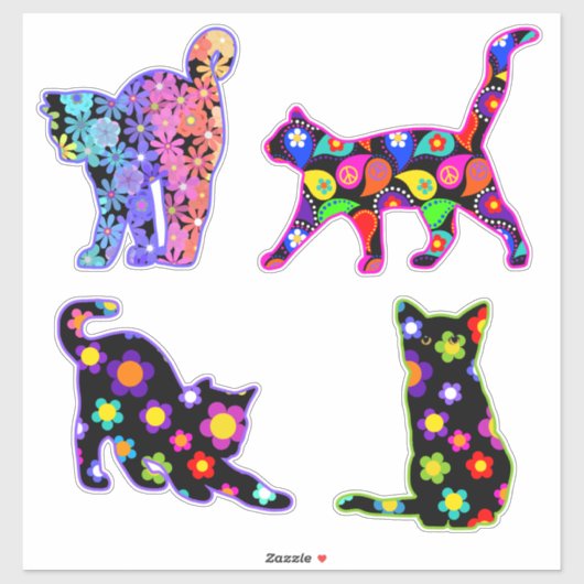 Hippie Katten Cute Sticker (Vel)