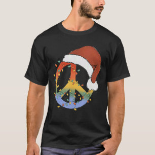 Hippie Kerstmis Vredesteken Licht Tie Dye Prettig T-shirt