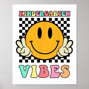 Hippie kleuterschool vibes leraar Kinder 1e dag va Poster