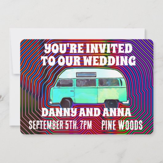 HIPPIE LES INVITATIONS DE MARIAGE DE VAN DES ANNÉE (Devant)