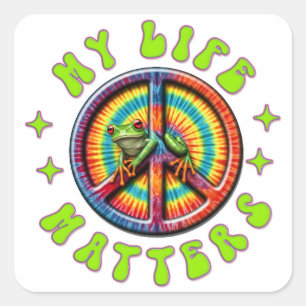 Hippie Liefde Vrede Leven Betekent Aangepast  Vierkante Sticker