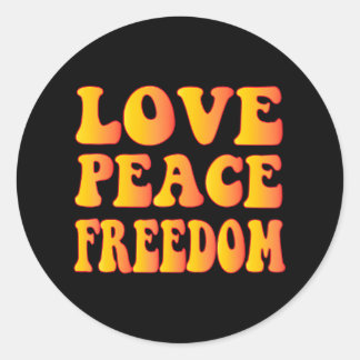 Hippie LOVE PEACE FREEDOM 60s 70s Stropdas Die Ronde Sticker