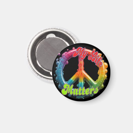 Hippie Love Peace Life Matters Custom Magneet (Voorkant / Achterkant)