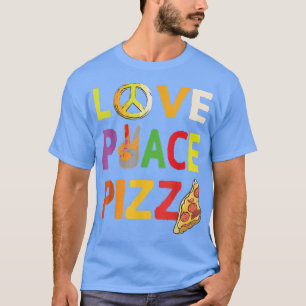 Hippie Love Peace Pizza Italiaans eten Geluk 70's T-shirt