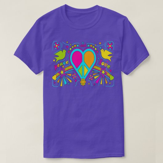 hippie lovehart 28 t-shirt (Design voorkant)