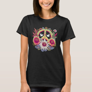 Hippie Madeliefjes Vredesteken Retro Bloem Zonnebl T-shirt