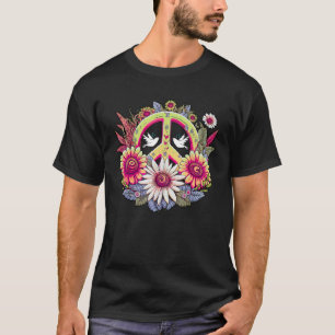 Hippie Madeliefjes Vredesteken Retro Bloem Zonnebl T-shirt
