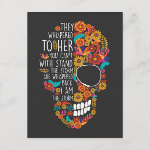 Hippie mam Flower Sugar Skull Floral Briefkaart