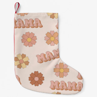 Hippie mama naadloos patroon. Groovy achtergrond.  Kleine Kerstsok