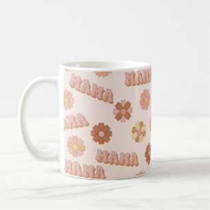 Hippie mama naadloos patroon. Groovy achtergrond. Koffiemok