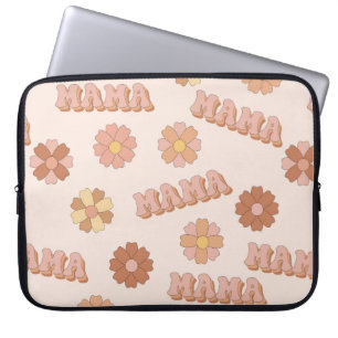 Hippie mama naadloos patroon. Groovy achtergrond.  Laptop Sleeve