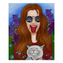 Hippie meisje met een kat