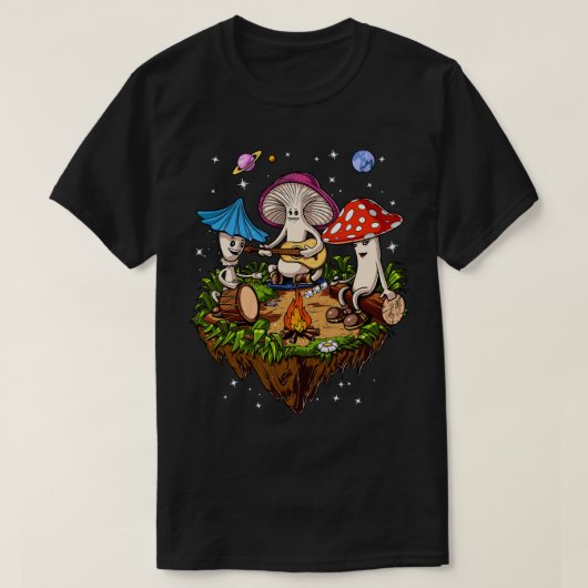 Hippie Mushrooms Camping Psychedelic Forest Fungi T-shirt (Design voorkant)