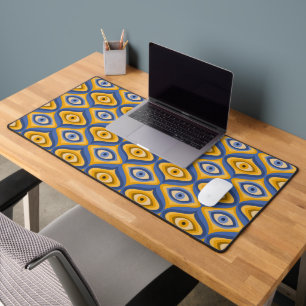 Hippie oeil motif indigo bleu jaune psychédélique