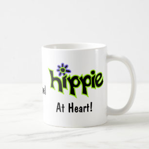 Hippie op Heart Black Green Art Name Persoonlijk Koffiemok