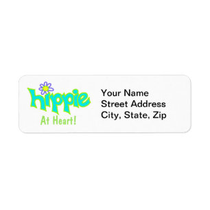 Hippie op Heart Turquoise Art Custom Etiket