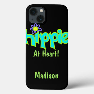 Hippie op Heart Turquoise Name Persoonlijk iPhone 13 Hoesje