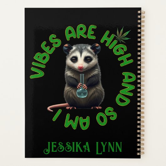 Hippie Opossum Stoned Vibes Funny Humor Custom  Planner (Achterkant)
