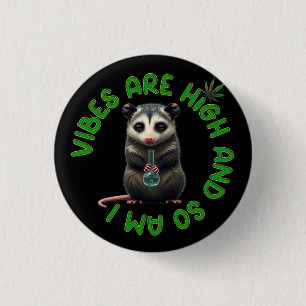 Hippie Opossum Stoned Vibes Grappige Humor Maatwer Ronde Button 3,2 Cm