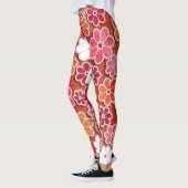 Hippie Oranje drijvende bloemen gepatterd | LEGGIN Leggings (Links)
