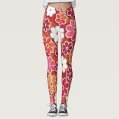 Hippie Oranje drijvende bloemen gepatterd | LEGGIN Leggings (Voorkant)