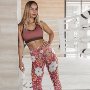 Hippie Oranje drijvende bloemen gepatterd LEGGIN Leggings