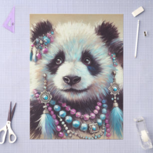 Hippie Panda Beer Chalk-Pastel Decoupage Tissuepapier