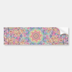 Hippie Pastel Colors Fractal Kaleidoscope Bumpersticker
