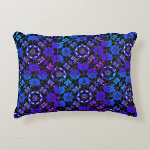 Hippie Patroon Geometrisch Blauw Paars Zwart Accent Kussen
