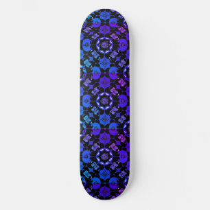 Hippie Patroon Retro Geometrisch Blauw Paars Zwart Skateboard