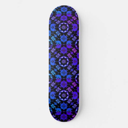 Hippie Patroon Retro Geometrisch Blauw Paarse Zwar Skateboard (Voorkant)