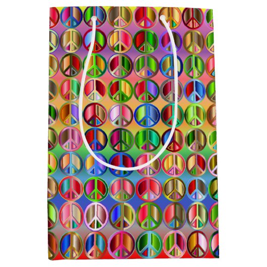 Hippie Peace Colorful Medium Cadeauzakje (Voorkant)