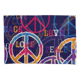Hippie Peace: Levendig symboolontwerp. Kussensloop