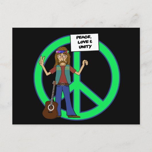 Hippie Peace Love and Unity Briefkaart (Voorkant)