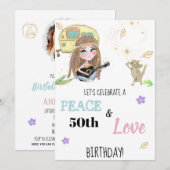 * Hippie Peace & Love Camping Birthday Uitnodiging (Voorkant / Achterkant)