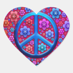 Hippie Peace Sign Hart Sticker