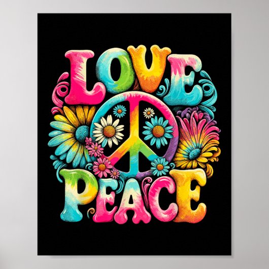 Hippie Peace Sign Love Tie Dye Hippie Poster (Voorkant)