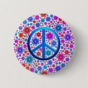 Hippie Peace Sign Ronde Button 5,7 Cm