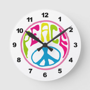 Hippie Peace Sign Ronde Klok