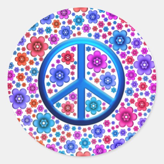Hippie Peace Sign Ronde Sticker (Voorkant)