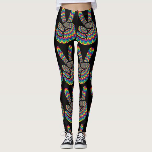 HIPPIE PEACE SIGN YOGA PANTS LEGGINGS (Voorkant)